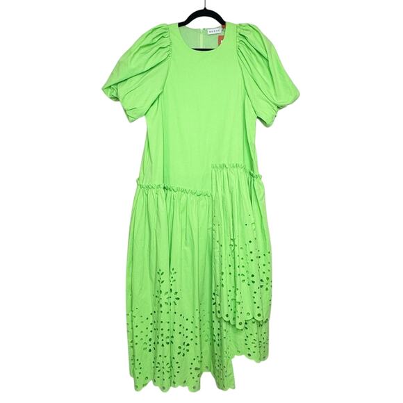 RHODE Lina Midi Dressing Neon Green Ciel Eyelet Size S NWT - Picture 4 of 16